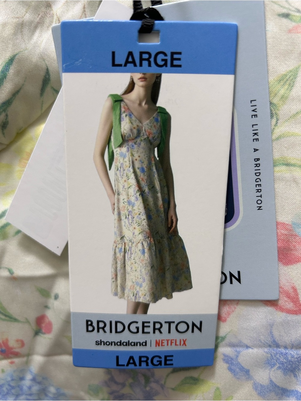 NWT Bridgerton Satin Like Bow Tie Shoulder Dress Large - Picture 4 of 6